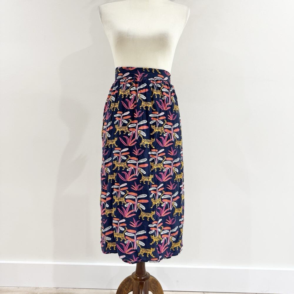 Modcloth 4X Jungle Print Midi Skirt Tigers 8-101